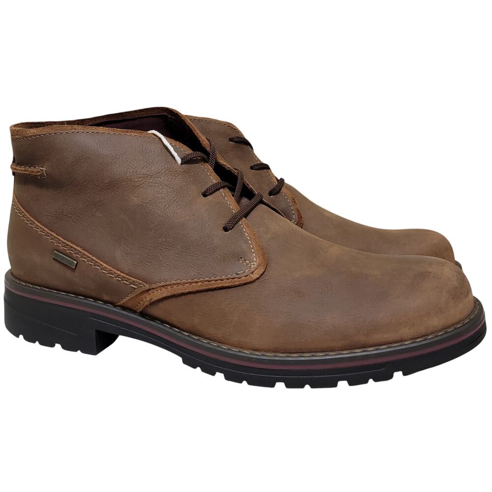 Clarks Morris Peak Waterproof Chukka Boots Size US 7.5M Dark Tan Brown Leather